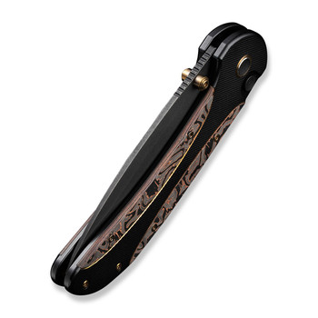 WE Zizzit Folding Knife Black/Copper Titanium/Copper Foil Carbon Fiber Handle 20CV Drop Point Plain Edge Black Stonewash Finish WE23031-1 WE Zizzit Folding Knife Black/Copper Titanium/Copper Foil Carbon Fiber Handle 20CV Drop Point Plain Edge Black Stonewash Finish WE23031-1