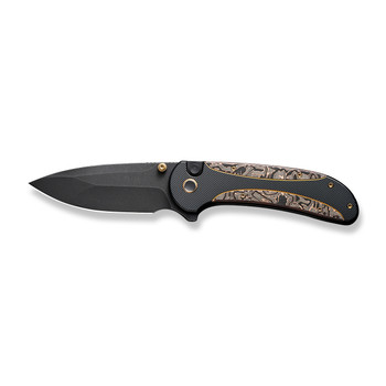 WE Zizzit Folding Knife Black/Copper Titanium/Copper Foil Carbon Fiber Handle 20CV Drop Point Plain Edge Black Stonewash Finish WE23031-1 WE Zizzit Folding Knife Black/Copper Titanium/Copper Foil Carbon Fiber Handle 20CV Drop Point Plain Edge Black Stonewash Finish WE23031-1
