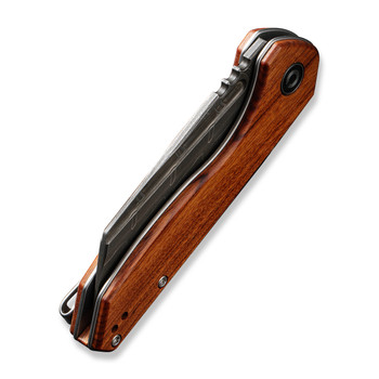 Civivi ExOne Folding Knife Guibourtia Wood Handle Damascus Reverse Tanto Plain Edge C23036-DS1