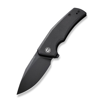 Civivi Regulatron Folding Knife Black G10 Handle Nitro-V Drop Point Plain Edge Black Stonewash Finish C23006-1