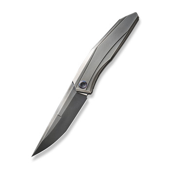 WE Cybernetic Folding Knife Polished Gray Titanium Handle 20CV Plain Edge Polished Gray Finish Limited Edition  WE22033-6
