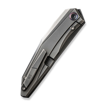 WE Cybernetic Folding Knife Polished Gray Titanium Handle 20CV Plain Edge Polished Gray Finish Limited Edition  WE22033-6