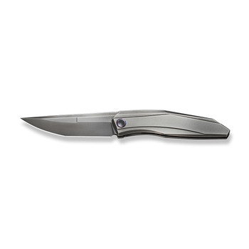 WE Cybernetic Folding Knife Polished Gray Titanium Handle 20CV Plain Edge Polished Gray Finish Limited Edition  WE22033-6