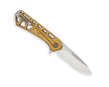 Buck 812 Trace Folding Knife Bronze Aluminum Handle 7Cr17MoV Drop Point Partially Serrated Edge 812BRX