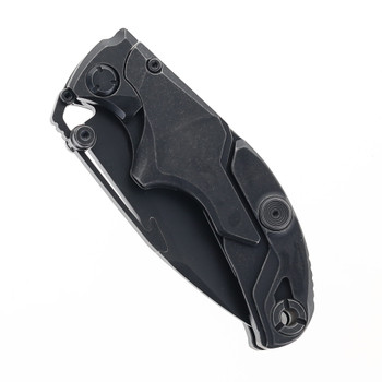 Rike Knife Alkaid Folding Knife Black Titanium Handle M390 Plain Edge