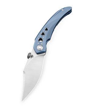 Bestech Razon Folding Knife Blue Titanium Handle Magnacut Satin/Flat Satin Finish BT2406A