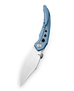 Bestech Razon Folding Knife Blue Titanium Handle Magnacut Satin/Flat Satin Finish BT2406A