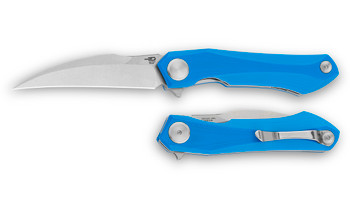 Bestech Ivy Folding Knife Blue G10 Handle 14C28N Plain Edge Stonewash Finish BG59B