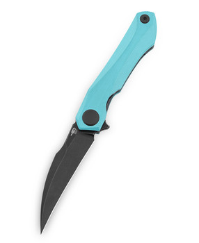 Bestech Ivy Folding Knife Light Blue G10 Handle 14C28N Plain Edge Black Stonewash Finish BG59F