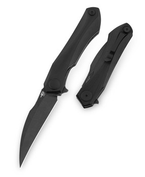 Bestech Ivy Folding Knife Light Blue G10 Handle 14C28N Plain Edge Black Stonewash Finish BG59F