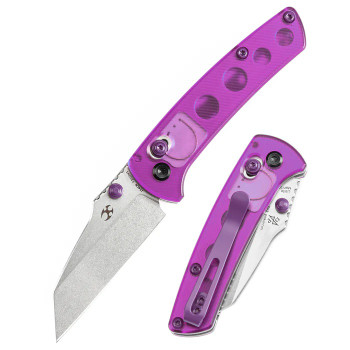 Kansept Little Main Street Folding Knife Purple Acrylic Handle 154CM Plain Edge Stonewash Finish T2015V2