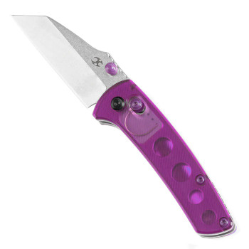 Kansept Little Main Street Folding Knife Purple Acrylic Handle 154CM Plain Edge Stonewash Finish T2015V2