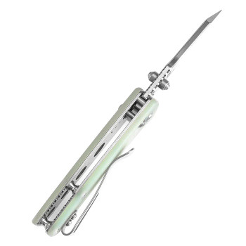 Discontinued Kansept Little Main Street Folding Knife Jade G10 Handle 154CM Plain Edge Stonewash Finish T2015V5