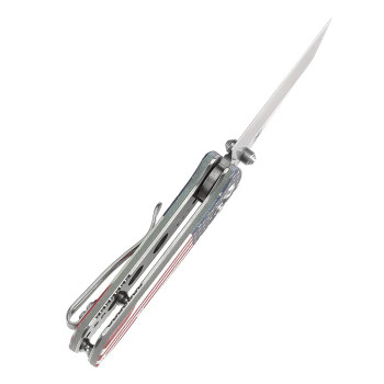 Kansept Little Main Street Folding Knife Jade G10/American Flag Handle 154CM Plain Edge Stonewash Finish T2015V6