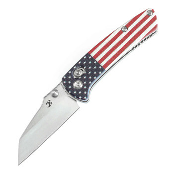 Kansept Little Main Street Folding Knife Jade G10/American Flag Handle 154CM Plain Edge Stonewash Finish T2015V6