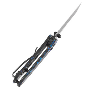 Kansept Little Main Street Folding Knife Blue/Black Gmascus G10 Handle 154CM Plain Edge Blackwash Finish T2015V9