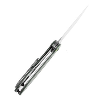 Tenable Prometheus Folding Knife Green Micarta Handle 14C28N Drop Point Plain Edge Stonewash Finish T1040A2