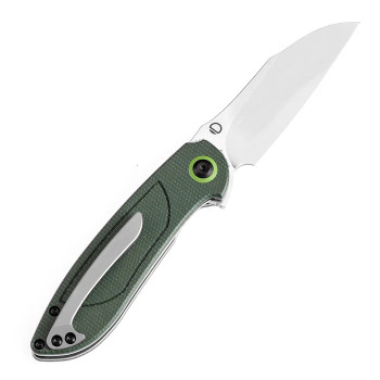 Tenable Prometheus Folding Knife Green Micarta Handle 14C28N Drop Point Plain Edge Stonewash Finish T1040A2