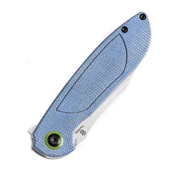 Tenable Prometheus Folding Knife Blue Micarta Handle 14C28N Drop Point Plain Edge Stonewash Finish T1040A3