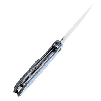 Tenable Prometheus Folding Knife Blue Micarta Handle 14C28N Drop Point Plain Edge Stonewash Finish T1040A3