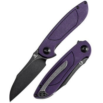 Tenable Prometheus Folding Knife Purple/Black G10 Handle 14C28N Drop Point Plain Edge Blackwash Finish T1040A4