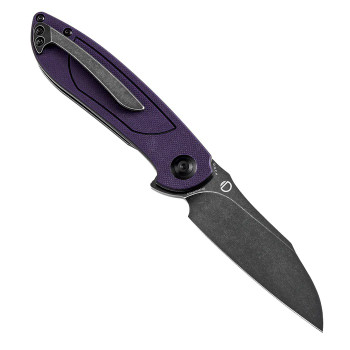 Tenable Prometheus Folding Knife Purple/Black G10 Handle 14C28N Drop Point Plain Edge Blackwash Finish T1040A4