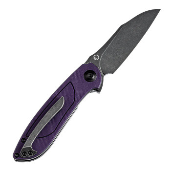 Tenable Prometheus Folding Knife Purple/Black G10 Handle 14C28N Drop Point Plain Edge Blackwash Finish T1040A4