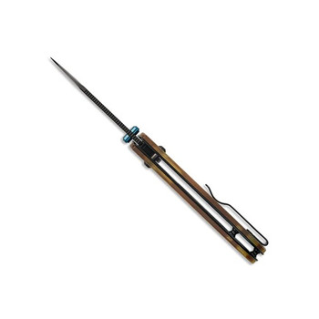 Kizer Drop Bear Folding Knife Yellow PEI Handle Nitro-V Drop Point Plain Black Blade V3619A2