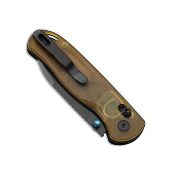 Kizer Drop Bear Folding Knife Yellow PEI Handle Nitro-V Drop Point Plain Black Blade V3619A2