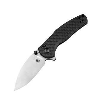 Kizer Mini Grouper Folding Knife Black Carbon Fiber Handle Nitro-V Drop Point Plain Edge V3669A1
