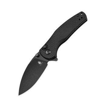 Kizer Mini Grouper Folding Knife Black Carbon Fiber Handle Nitro-V Drop Point Plain Black Blade V3669A2