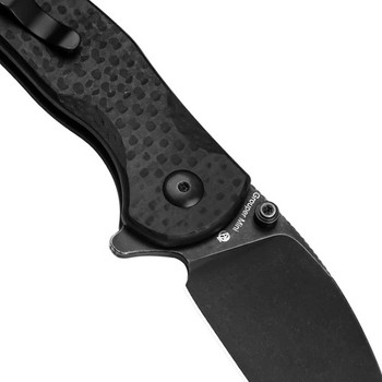 Kizer Mini Grouper Folding Knife Black Carbon Fiber Handle Nitro-V Drop Point Plain Black Blade V3669A2