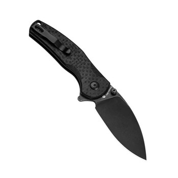 Kizer Mini Grouper Folding Knife Black Carbon Fiber Handle Nitro-V Drop Point Plain Black Blade V3669A2