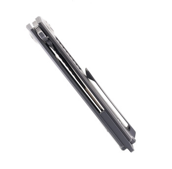 TwoSun Folding Knife Gray Titanium Handle M390 Plain Edge TS383