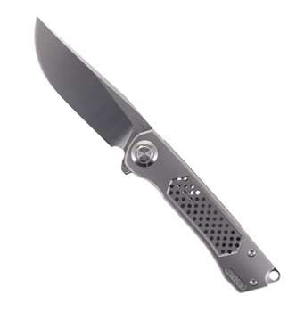 TwoSun Folding Knife Gray Titanium Handle M390 Plain Edge TS383