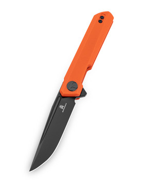 Bestechman Mini Dundee Slip Joint Folding Knife Orange G10 Handle D2 Plain Edge Black PVD Finish BMK08C
