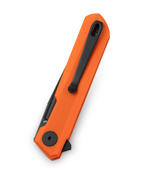 Bestechman Mini Dundee Slip Joint Folding Knife Orange G10 Handle D2 Plain Edge Black PVD Finish BMK08C