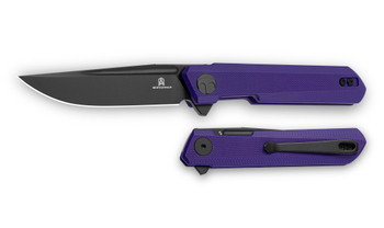 Bestechman Mini Dundee Slip Joint Folding Knife Purple G10 Handle D2 Plain Edge Black PVD Finish BMK08D