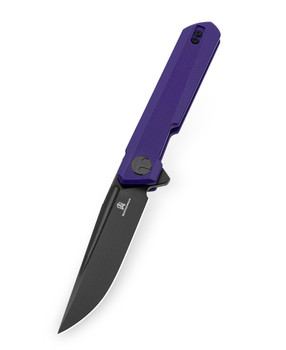 Bestechman Mini Dundee Slip Joint Folding Knife Purple G10 Handle D2 Plain Edge Black PVD Finish BMK08D