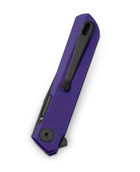 Bestechman Mini Dundee Slip Joint Folding Knife Purple G10 Handle D2 Plain Edge Black PVD Finish BMK08D
