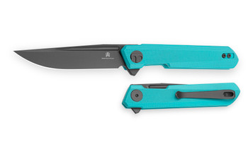 Bestechman Mini Dundee Slip Joint Folding Knife Light Blue G10 Handle D2 Plain Edge Black PVD Finish BMK08E