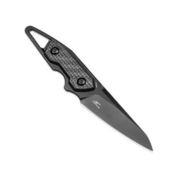 Discontinued Kizer Groom Fixed Blade Knife Black Carbon Fiber Handle D2 Reverse Tanto Plain Edge 1060A2