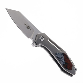 Two Sun Mini Folding Knife Titanium/Carbon Fiber Inlay Handle M390 Plain Edge Satin Finish TS35-M390-Sand
