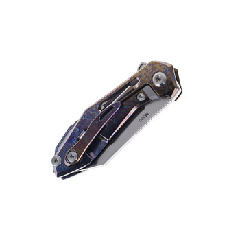 TwoSun Mini Folding Knife Color Titanium/Carbon Fiber Handle M390 Plain Edge Satin Finish TS35-M390-Color