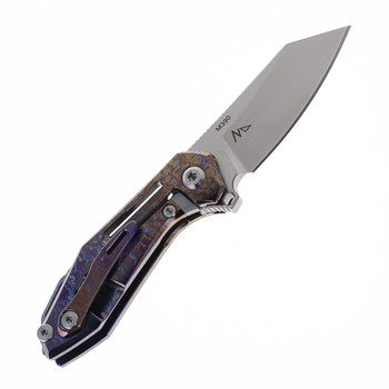 TwoSun Mini Folding Knife Color Titanium/Carbon Fiber Handle M390 Plain Edge Satin Finish TS35-M390-Color