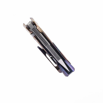 TwoSun Mini Folding Knife Color Titanium/Carbon Fiber Handle M390 Plain Edge Satin Finish TS35-M390-Color