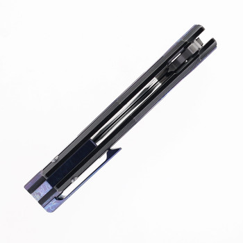 Two Sun Folding Knife Gray/Black Titanium Handle M390 Plain Edge TS285-M390-Color