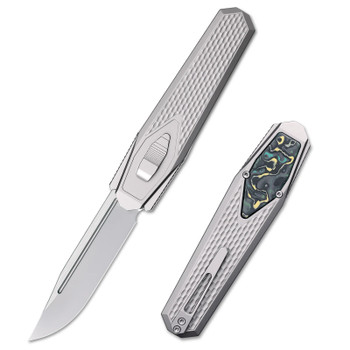 Remette Swordfish  Knife Gray Titanium/Color Carbon Fiber Handle/ M390 Clip Point Plain Edge ZL101A2