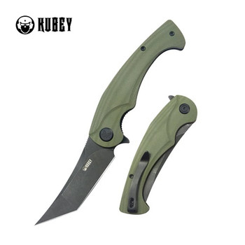 Kubey Scimitar Folding Knife Green G10 Handle 14C28N Tanto Plain Edge Blackwash Finish KU175B Kubey Scimitar Folding Knife Green G10 Handle 14C28N Tanto Plain Edge Blackwash Finish KU175B