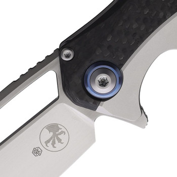 Microtech Matrix Framelock Folding Knife Gray Titanium/Carbon Fiber Handle Steel Plain Edge Satin Finish 165C-4 CFTI